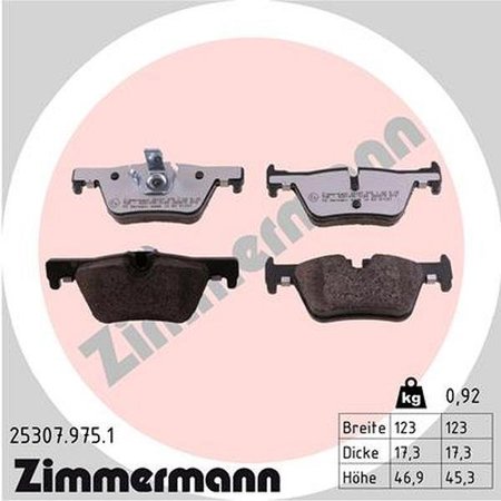 ZIMMERMANN Brake Pad Set - Reduced Dust, 25307.975.1 25307.975.1